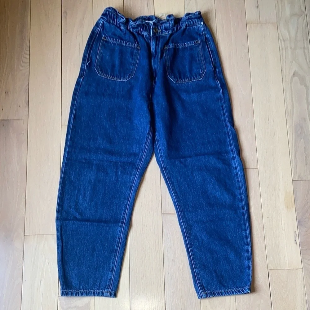 Zara Baggy Paperbag jeans with front patch pockets size 6, EUC